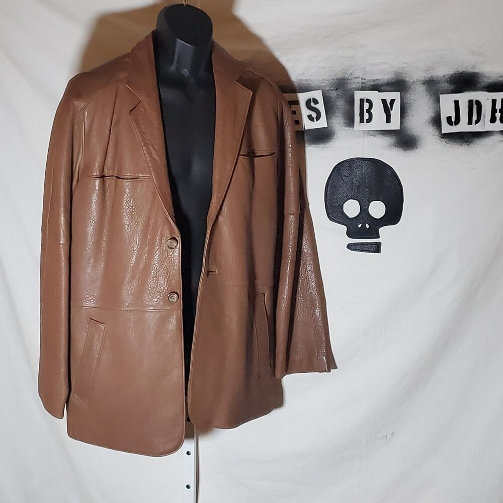 Brown Leather Blazer - Missing Label - image 1